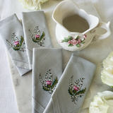 Embroidered Floral Napkins - Set of 4