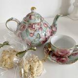 Rose Tea Pot, Cup & Saucer
